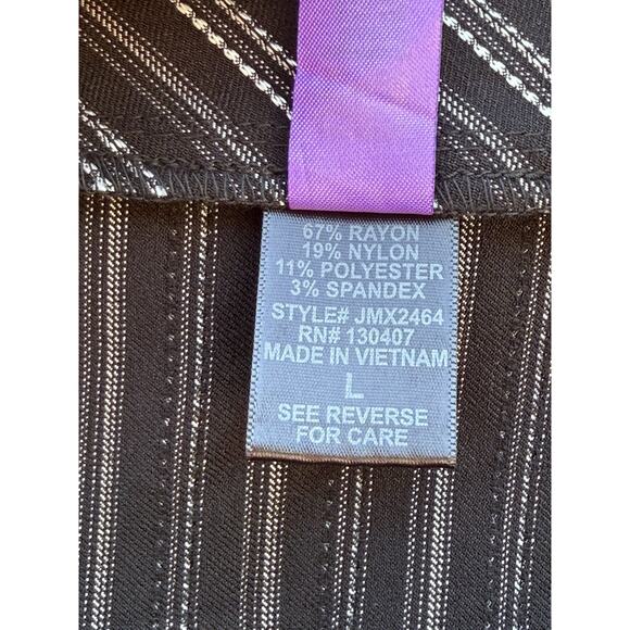 Mixxed26 Women's Black & White Striped Pencil Straight Stretch Skirt (Size L) - Picture 7 of 8